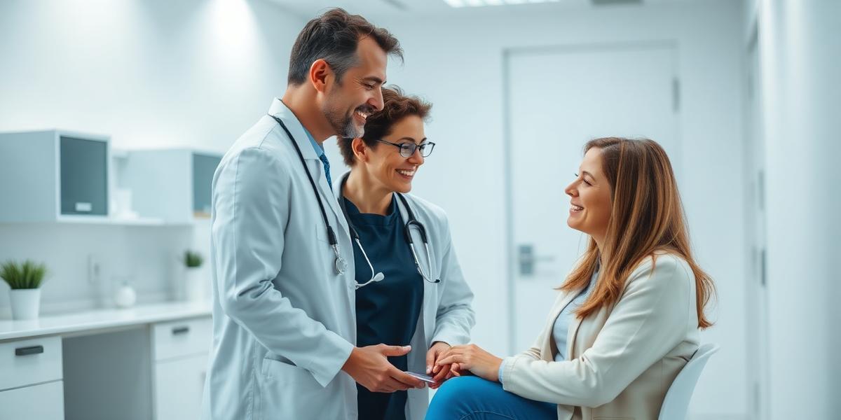 Healthcare professional providing patient care in a modern clinic